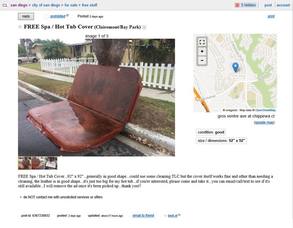 Free Used Hot Tub Cover